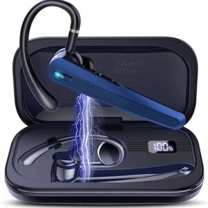 Homepage 11 Bluetooth Headset V5.3, Wireless Earpiece with Dual ENC Noise Canceling Mic, 120H Hand-Free Talk Single-Ear Bluetooth Earpiece with LED Display, IP7 Waterproof Headphones for Office/Trucker/Business