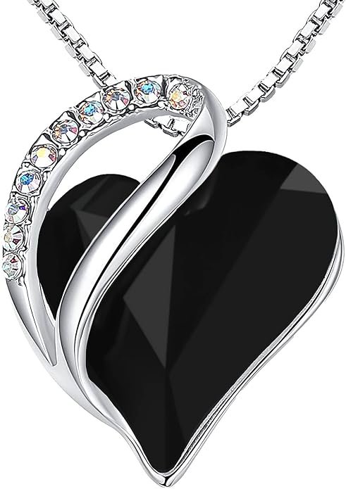 Homepage 20 Necklaces for Women, Infinity Love Birthstone Heart Crystal Pendant, Birthday Jewelry Gifts for Her, Mom, and Wife, Silver Plated, 18 plus 2 inch Adjustable Chain